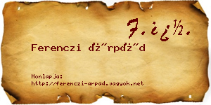 Ferenczi Árpád névjegykártya